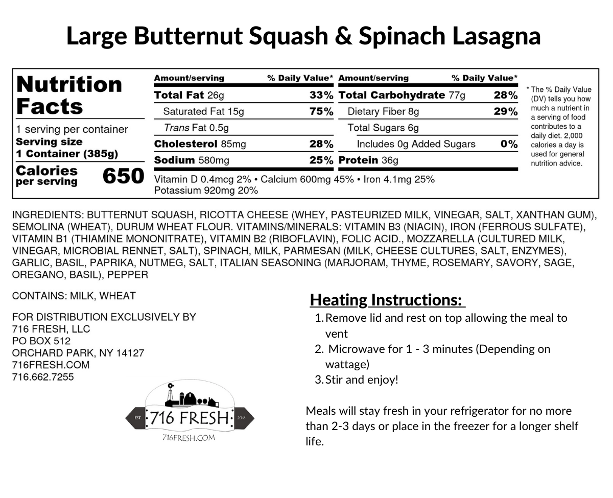 Large Butternut Squash and Spinach Lasagna