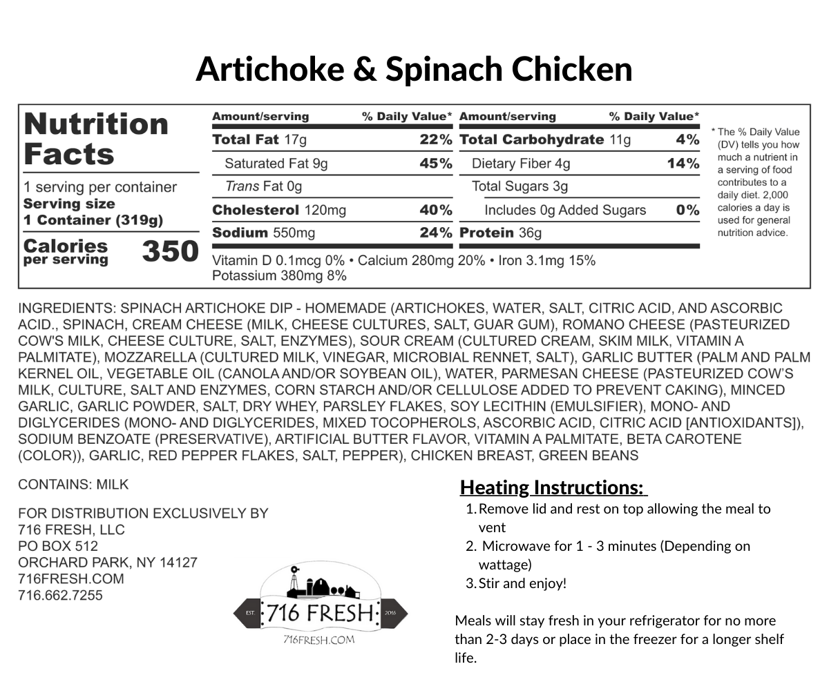 Low Carb Artichoke & Spinach Chicken, GF