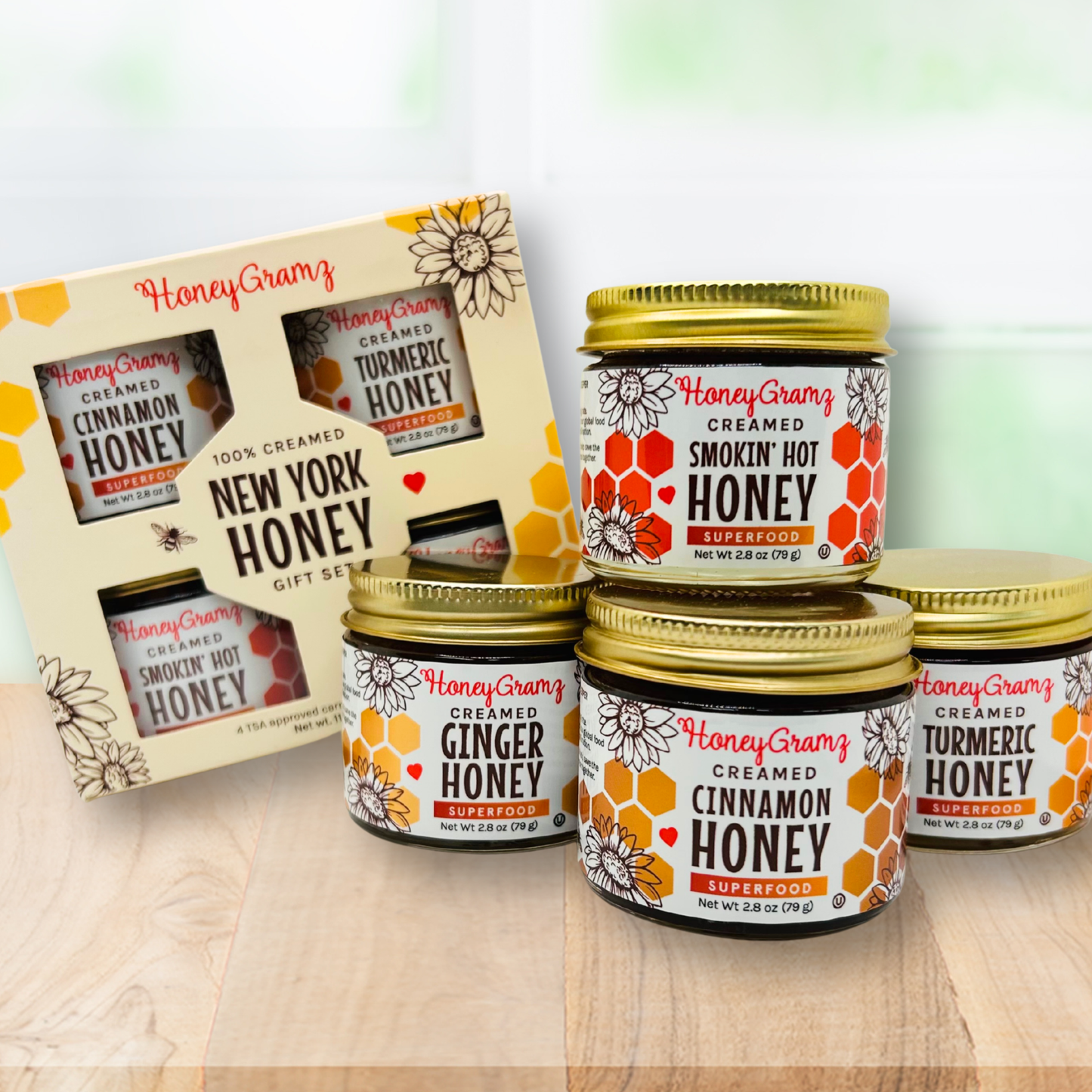 X-TRA New York Honey Gift Set: COZY COMFORT - Cinnamon+Chocolate Pomegranate+Elderberry+Matcha