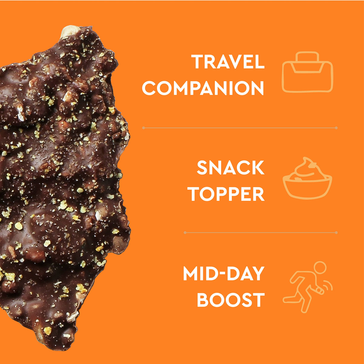 SEEDLY, Orange Zest, Dark Chocolate Bark, 3.6