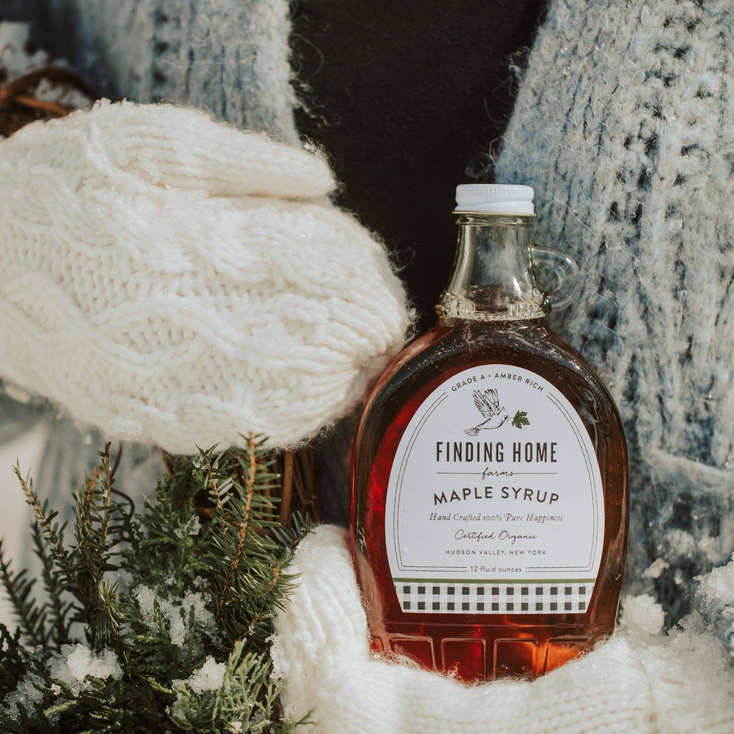 100% Pure Organic Maple Syrup - 12 oz Decorative Glass