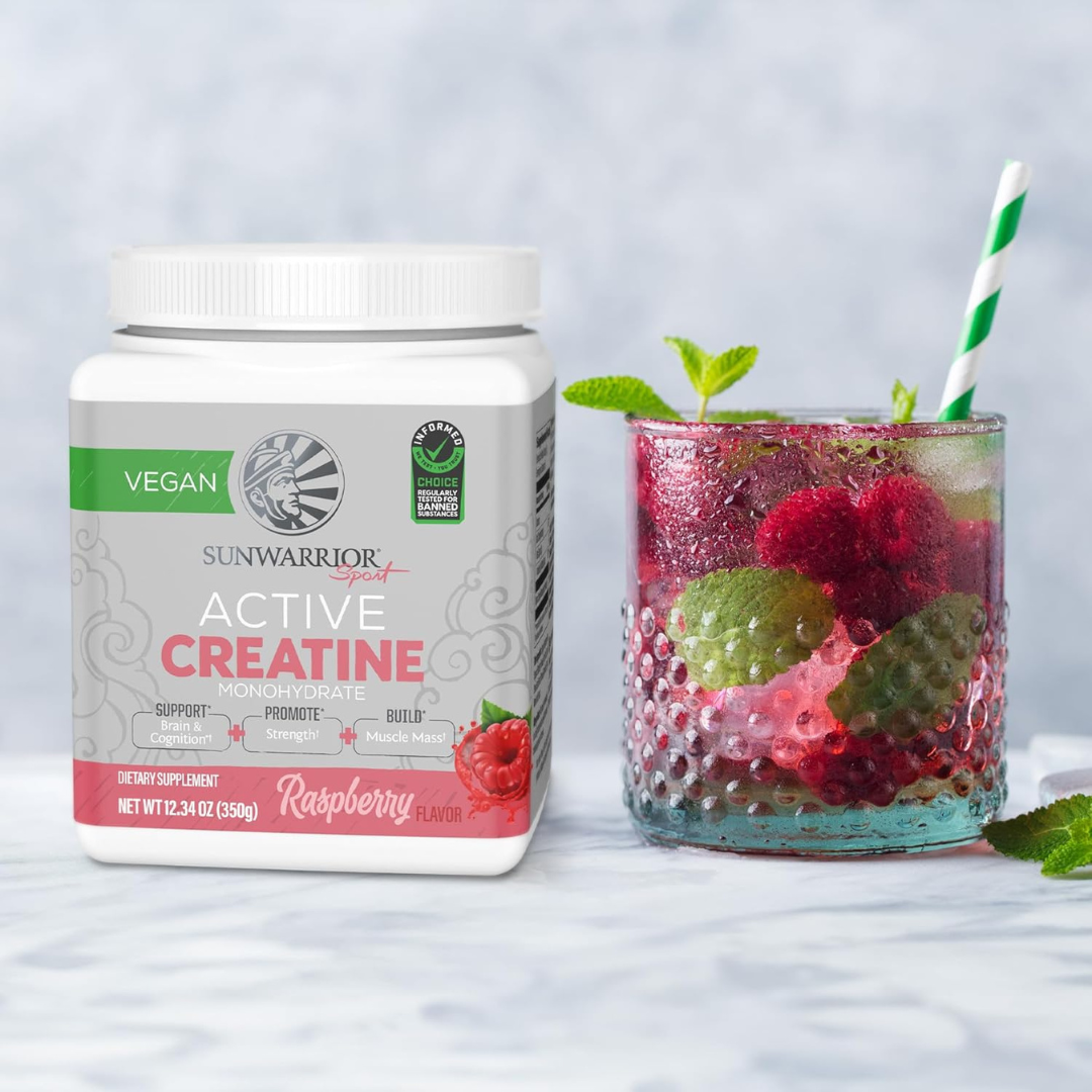 X- TRA Raspberry Active Creatine Drink Powder- Vegan, Soy-Free