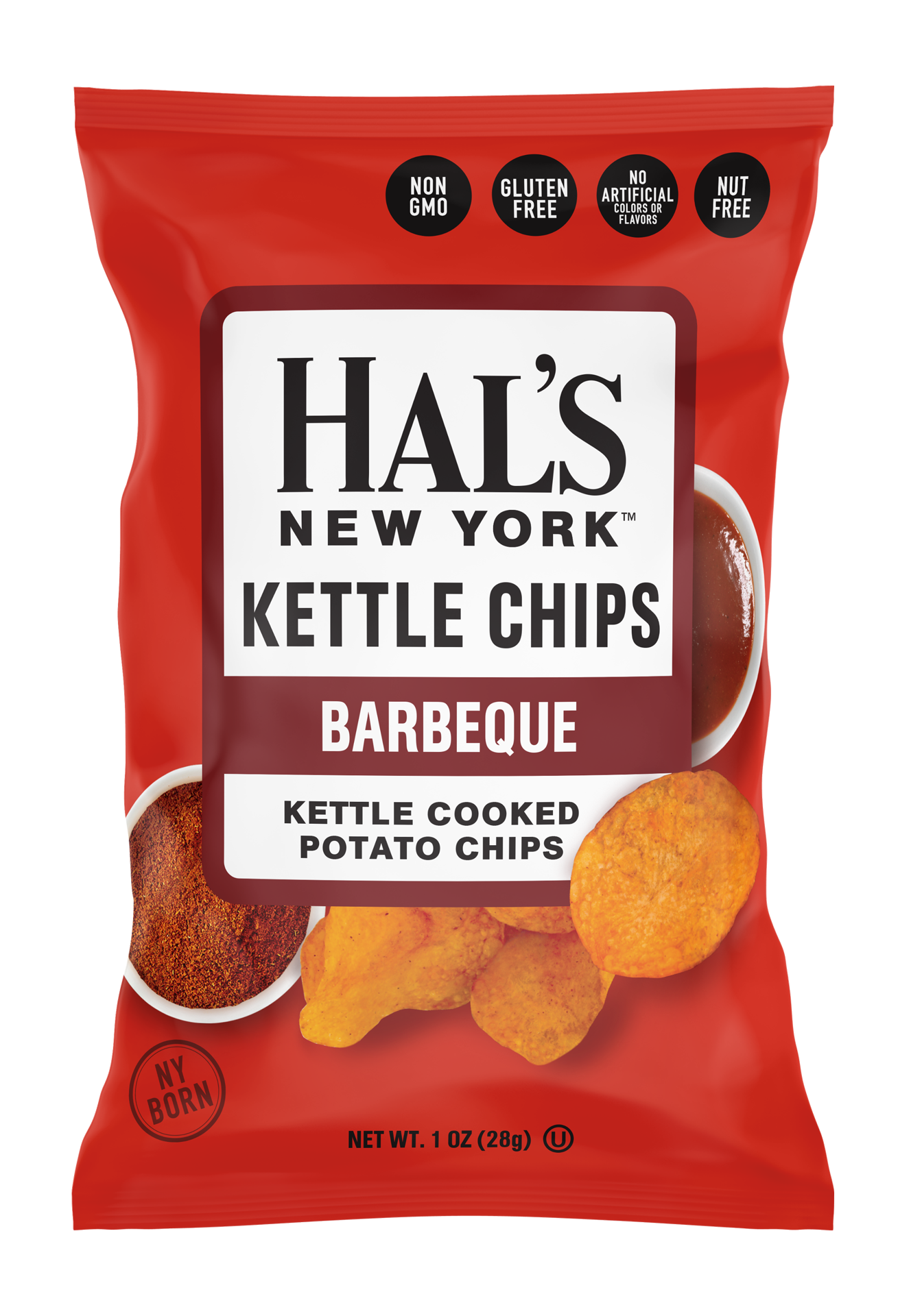 Hal's New York Kettle Chip BBQ 1oz Single Serve Bag