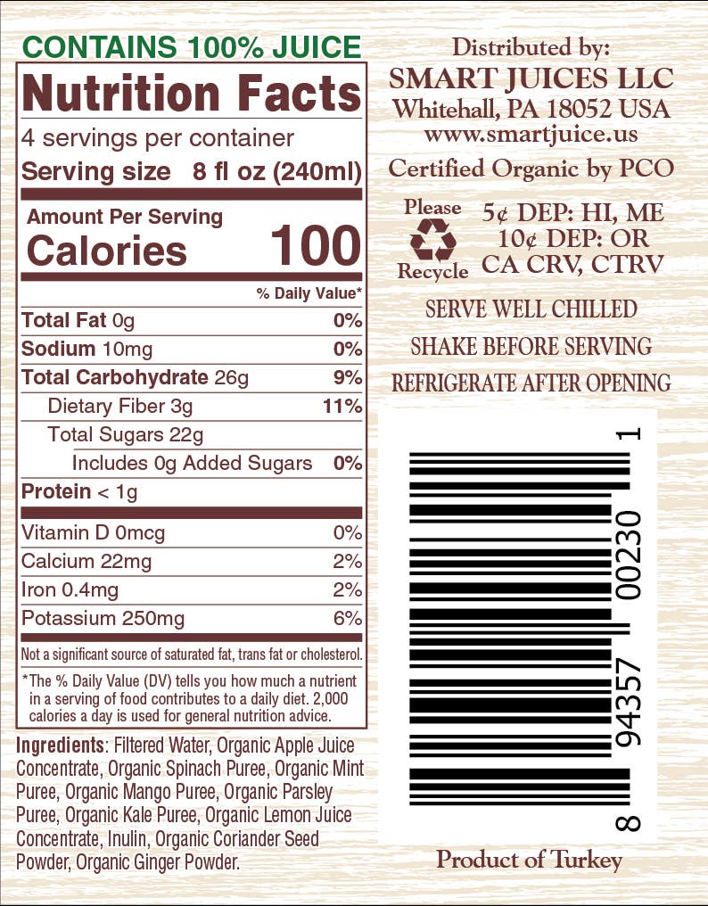 X-TRA Organic Super Greens Juice Blend – 100% Juice, Shelf Stable