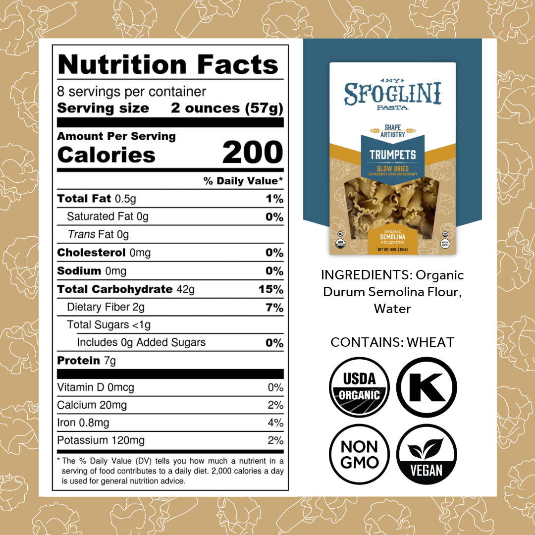 X - TRA Trumpets, Organic Durum Semolina Pasta