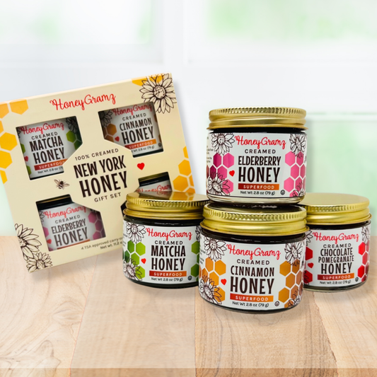 X-TRA New York Honey Gift Set: COZY COMFORT - Cinnamon+Chocolate Pomegranate+Elderberry+Matcha