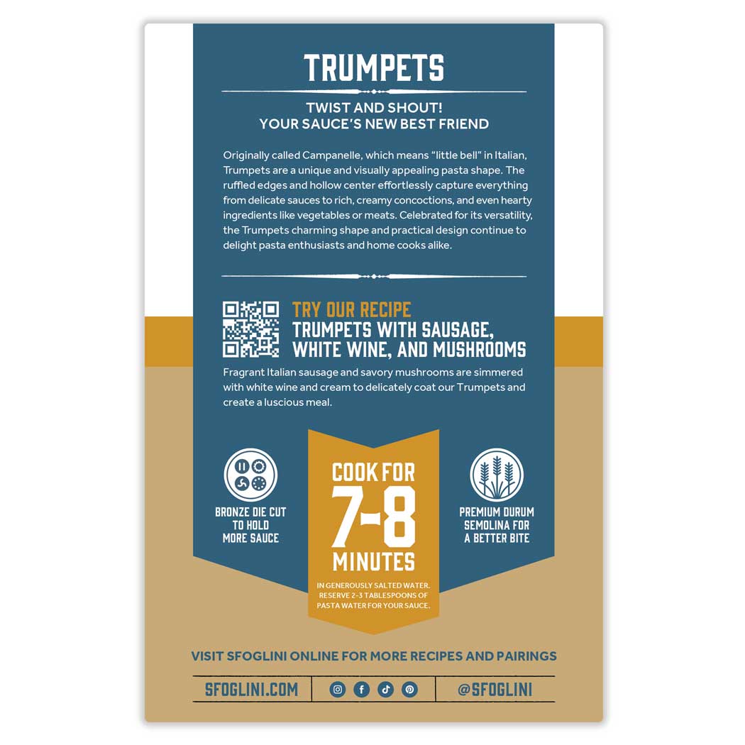 X - TRA Trumpets, Organic Durum Semolina Pasta
