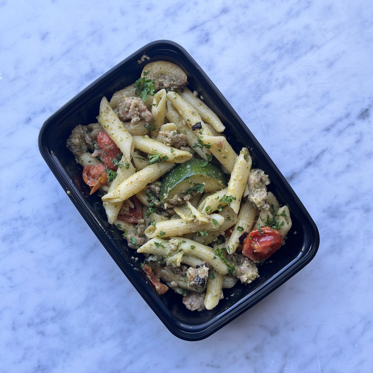 Pesto, Penne & Sausage