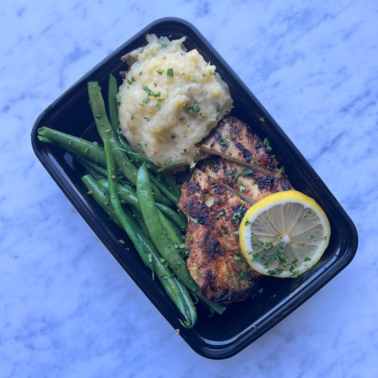 Large Lemon Pepper Chicken, Mashed Potato & Green Beans, GF