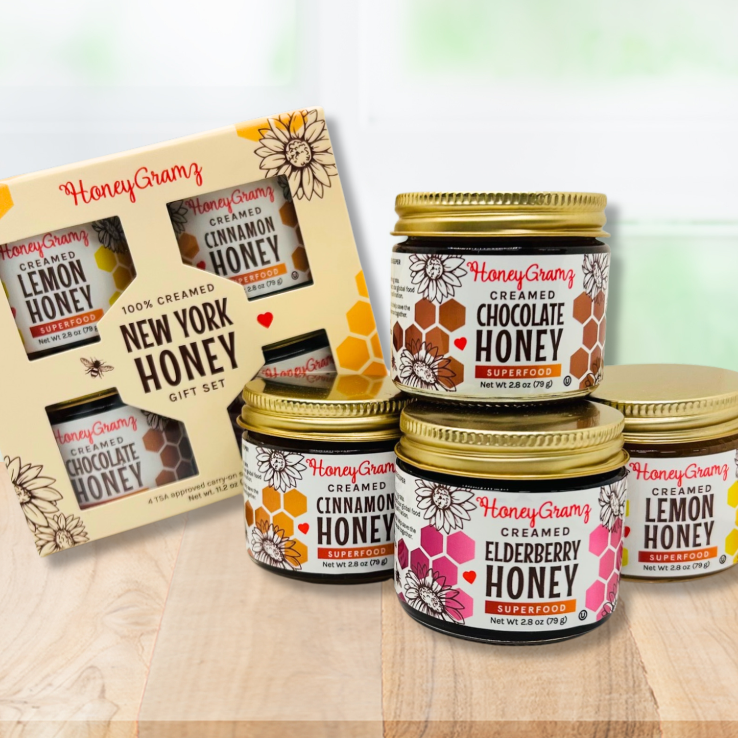 X-TRA New York Honey Gift Set: COZY COMFORT - Cinnamon+Chocolate Pomegranate+Elderberry+Matcha