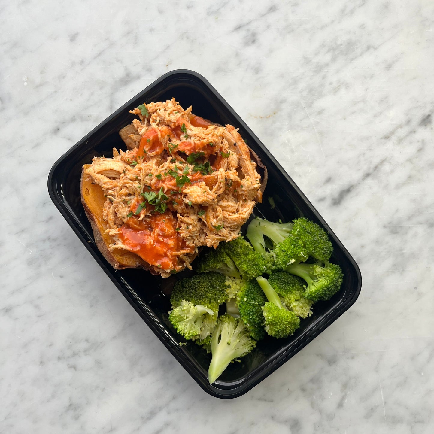 Buffalo Chicken Stuffed Sweet Potato, GF, DF