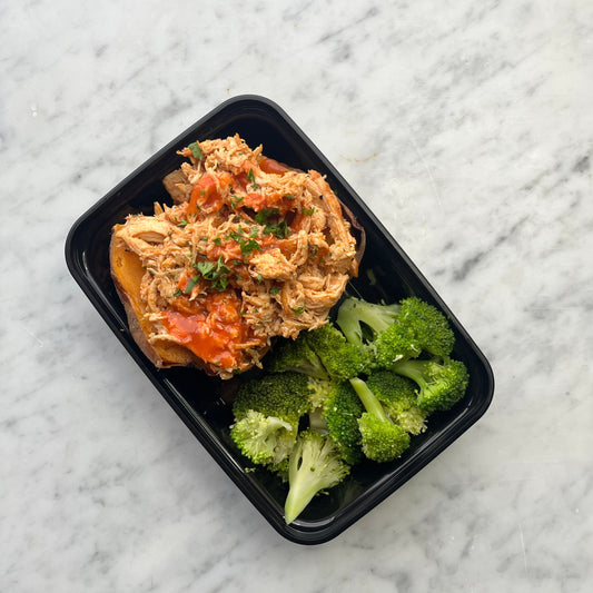 Buffalo Chicken Stuffed Sweet Potato, GF, DF