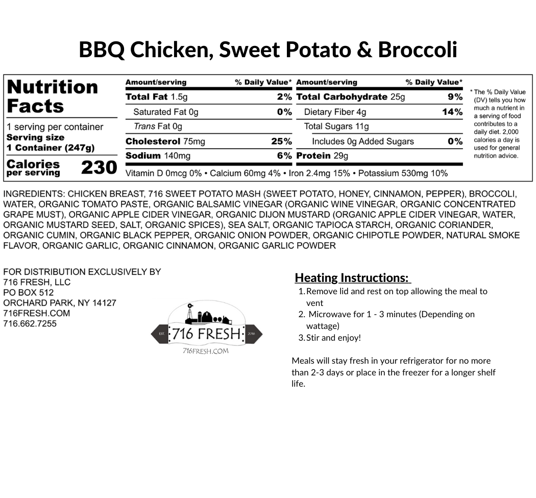 BBQ Chicken, Sweet Potato & Broccoli, GF