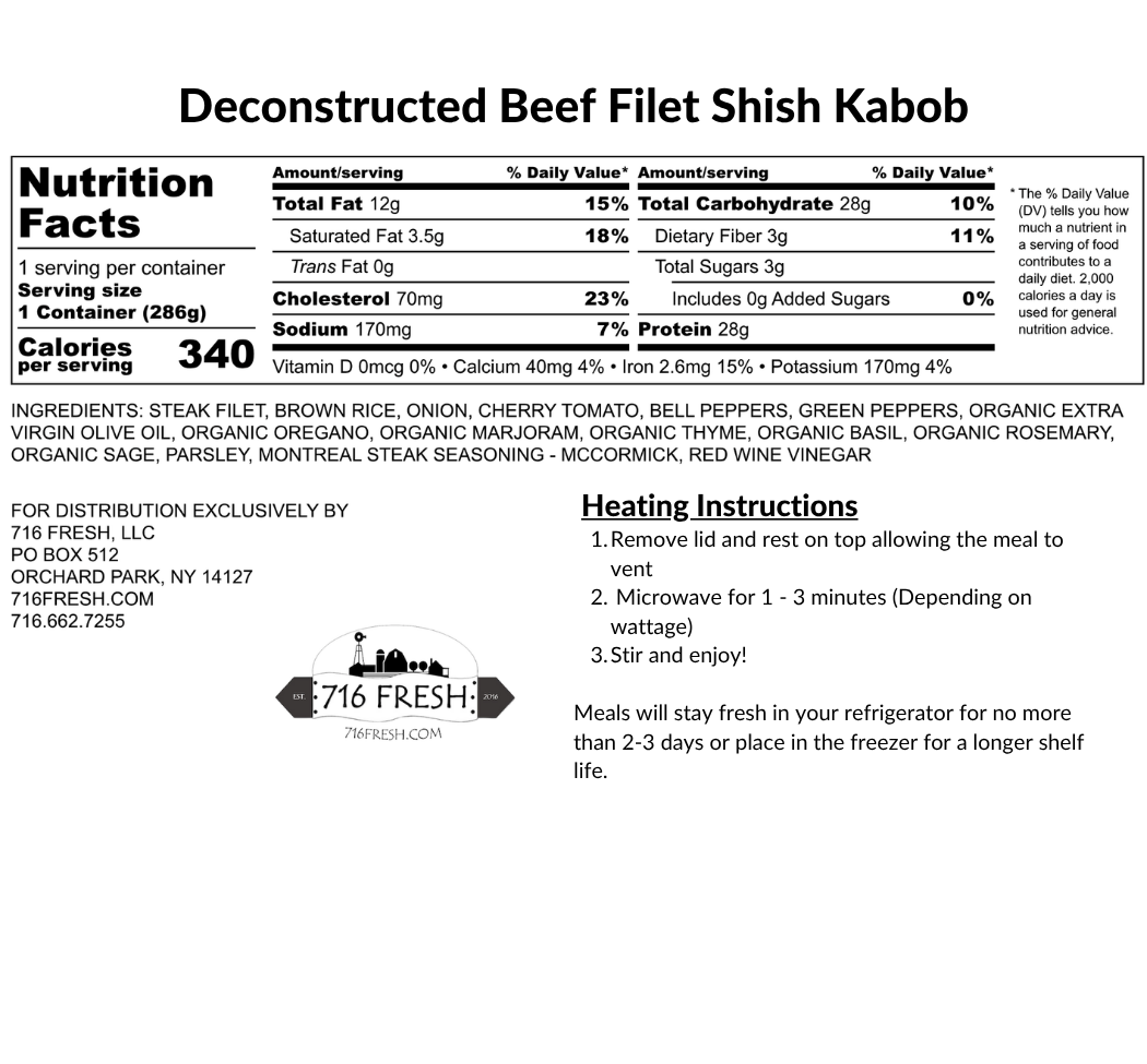 Deconstructed Beef Filet Shish Kabob, GF