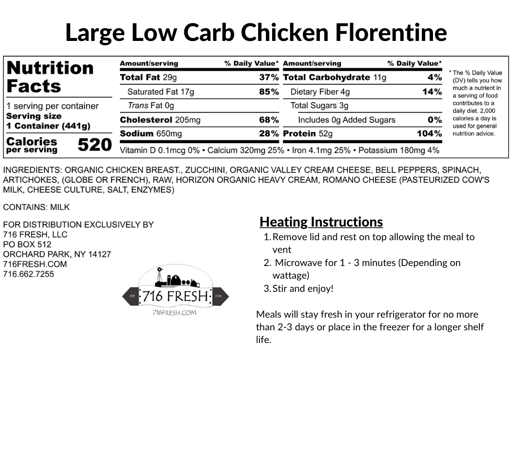 Large Low Carb Chicken Florentine, GF