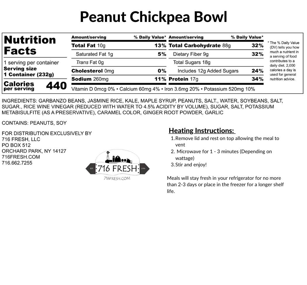 Peanut Chickpea Bowl, GF, DF, VG, V