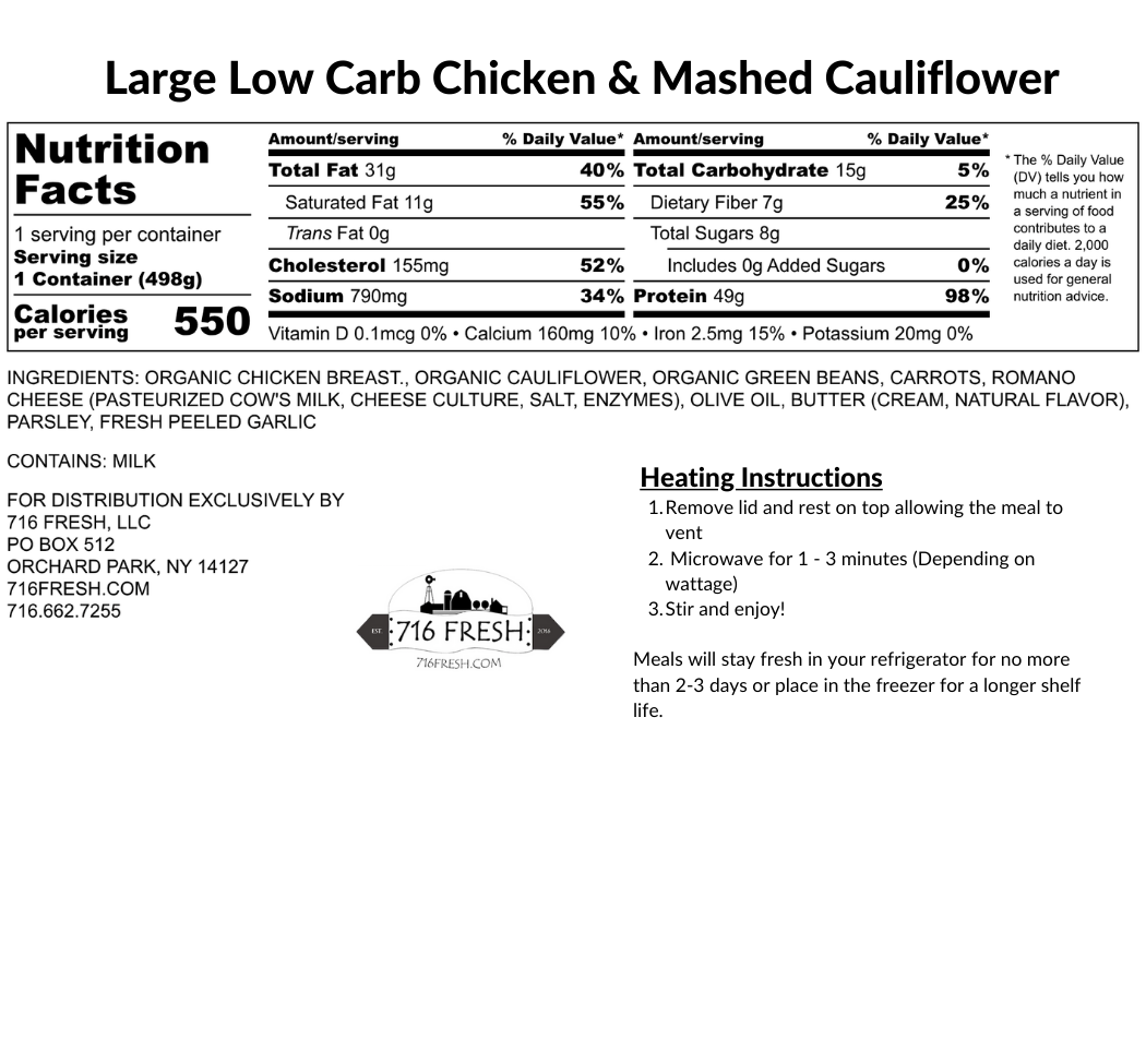 Large Low Carb Chicken & Mashed Cauliflower