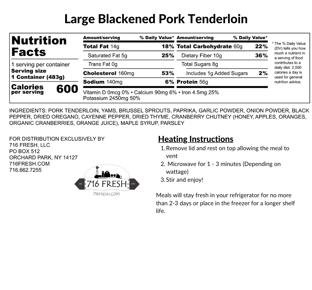 Large Blackened Pork Tenderloin, GF