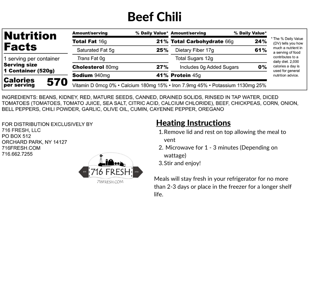 Beef Chili, GF, DF