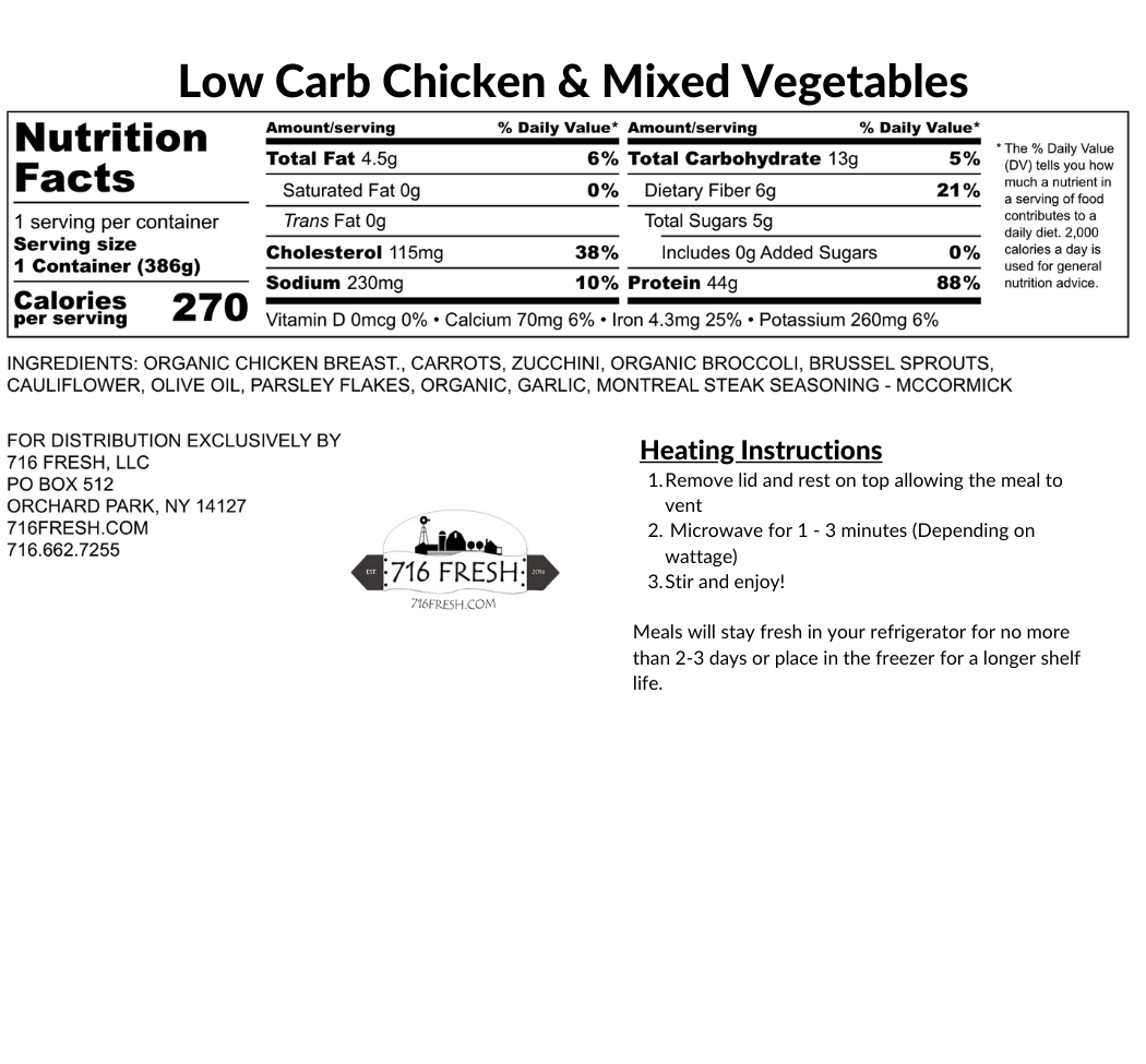 Low Carb Chicken & Mixed Vegetables, GF, DF
