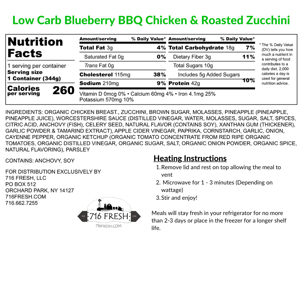 Low Carb Blueberry BBQ Chicken & Roasted Zucchini, GF, DF
