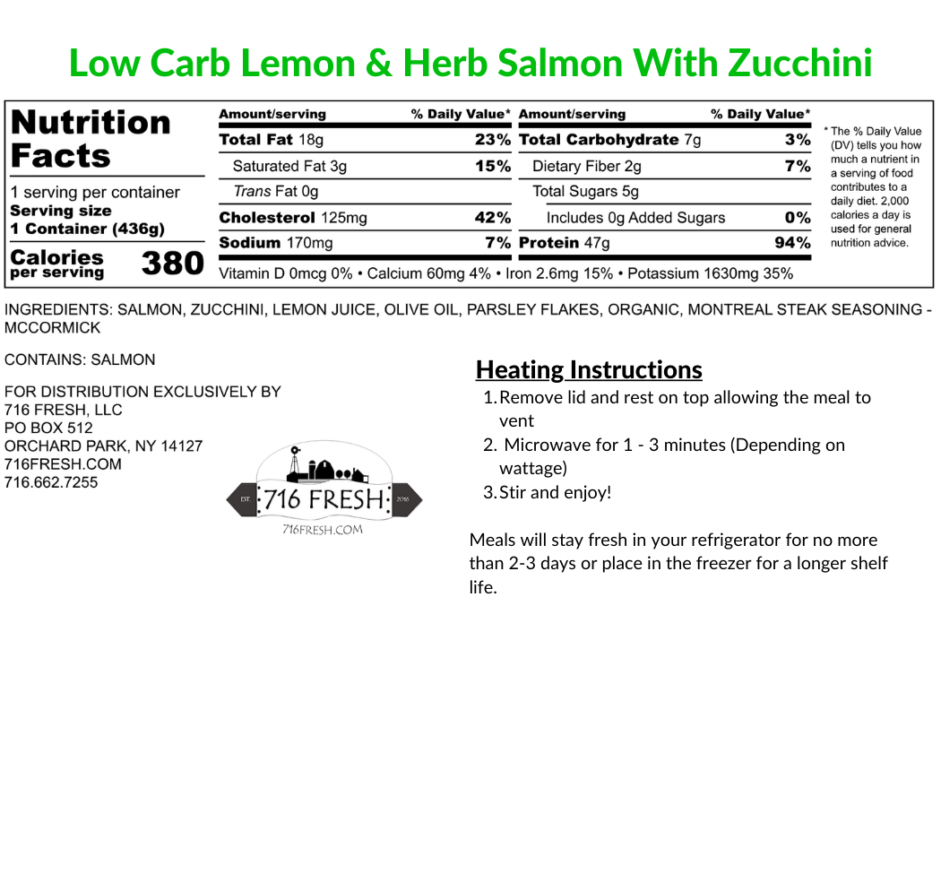 Low Carb Lemon & Herb Salmon With Zucchini, GF