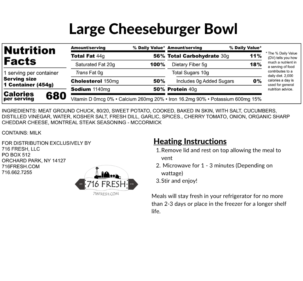 Large Cheeseburger Bowl, GF