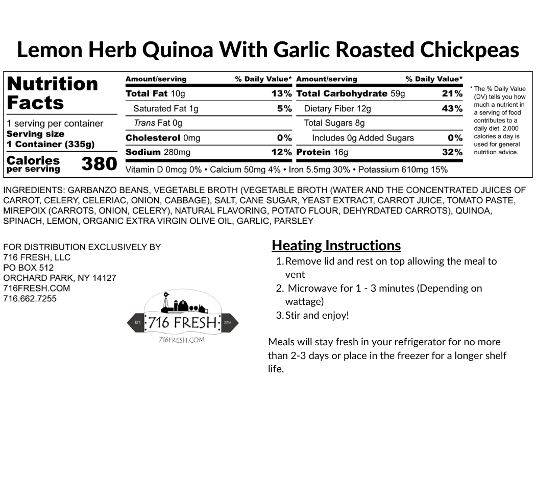 Lemon Herb Quinoa With Garlic Roasted Chickpeas, GF, DF, V, VG