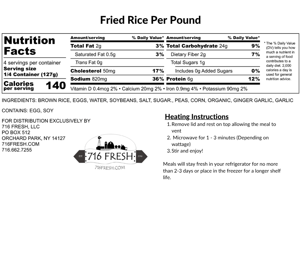 Fried Rice Per Pound, GF, DF