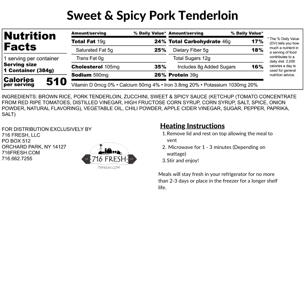 Sweet & Spicy Pork Tenderloin, GF, DF