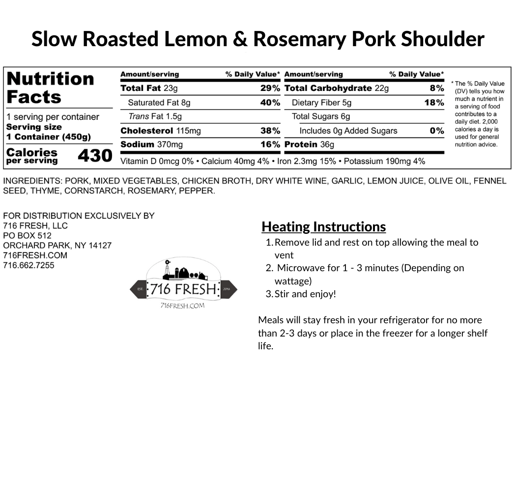 Slow Roasted Lemon & Rosemary Pork Shoulder, GF, DF