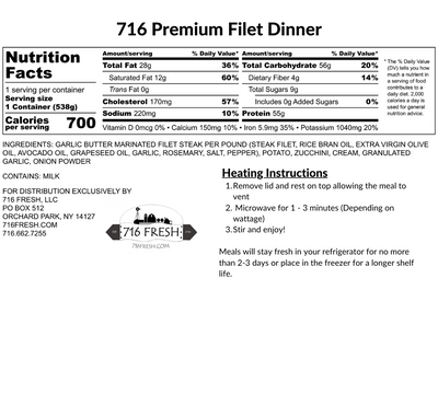 716 Premium Eats Filet Dinner, GF