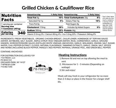 Grilled Chicken & Cauliflower Rice, GF, DF
