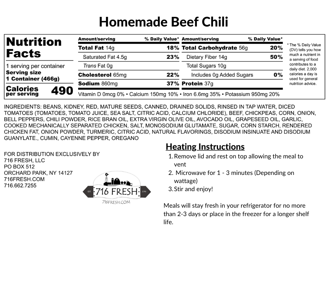 Homemade Beef Chili, GF, DF