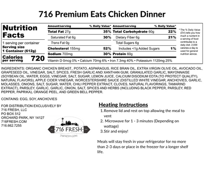716 Premium Eats Chicken Dinner, GF, DF