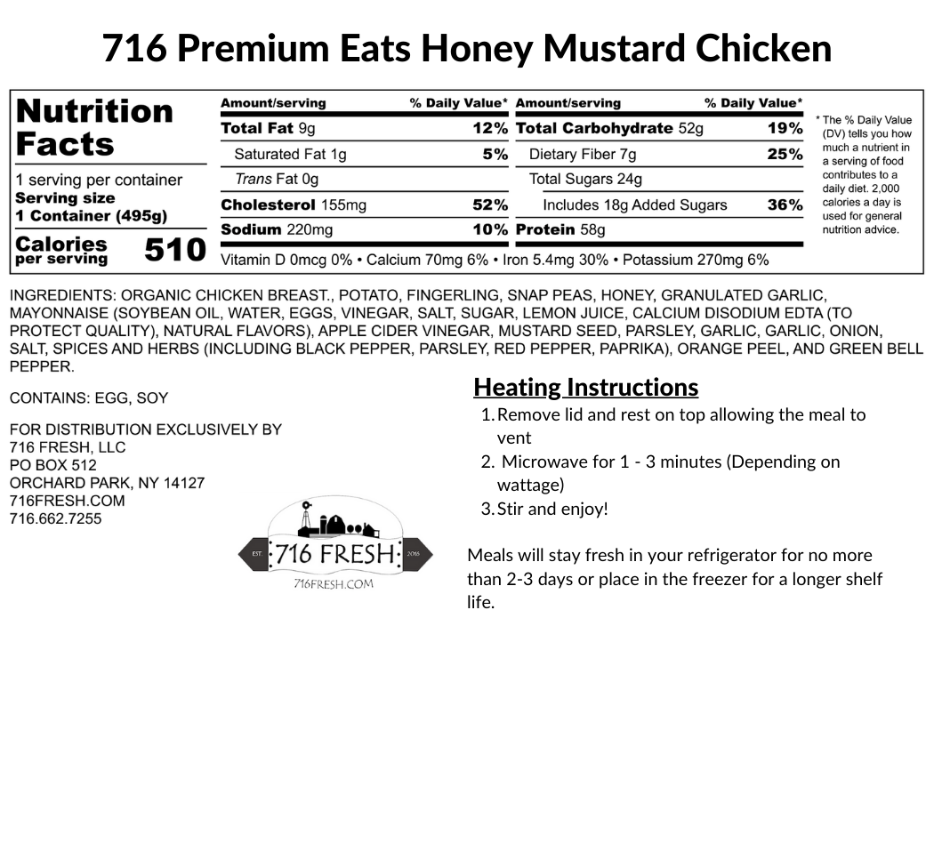 716 Premium Eats Honey Mustard Chicken, GF, DF