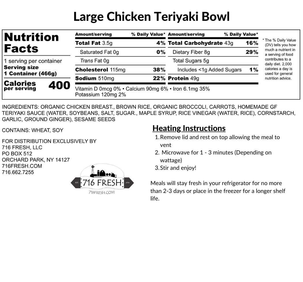 Large Chicken Teriyaki Bowl, GF