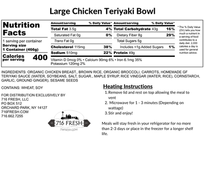 Large Chicken Teriyaki Bowl, GF