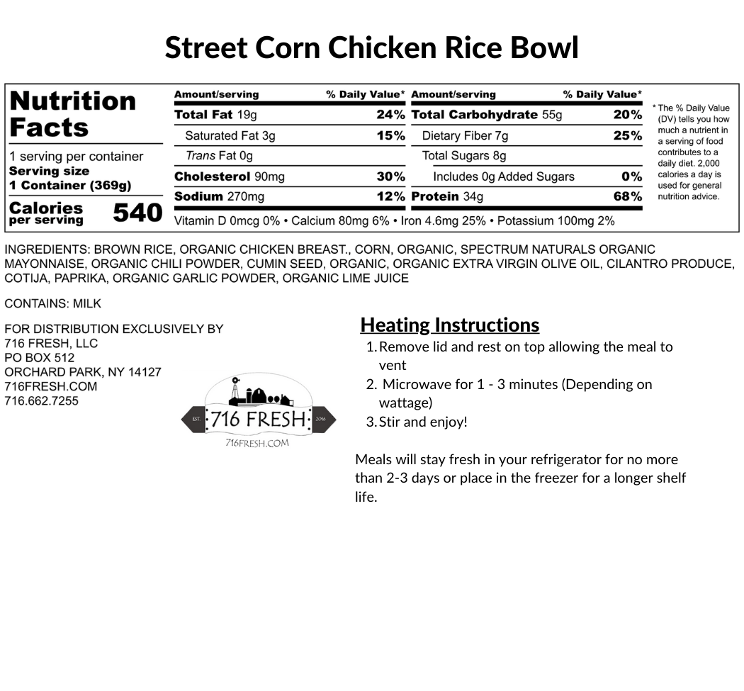 Street Corn Chicken Rice Bowl, GF