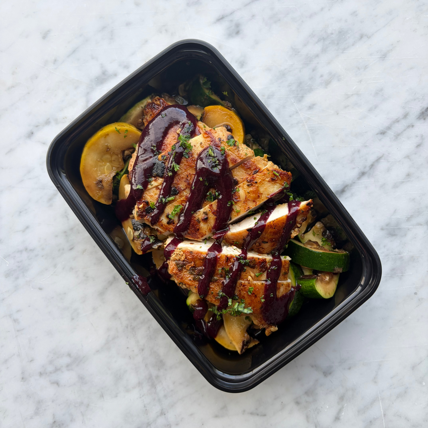 Low Carb Blueberry BBQ Chicken & Roasted Zucchini, GF, DF