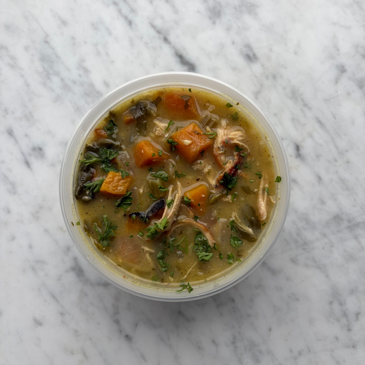 Hearty Farmhouse Chicken & Squash Soup