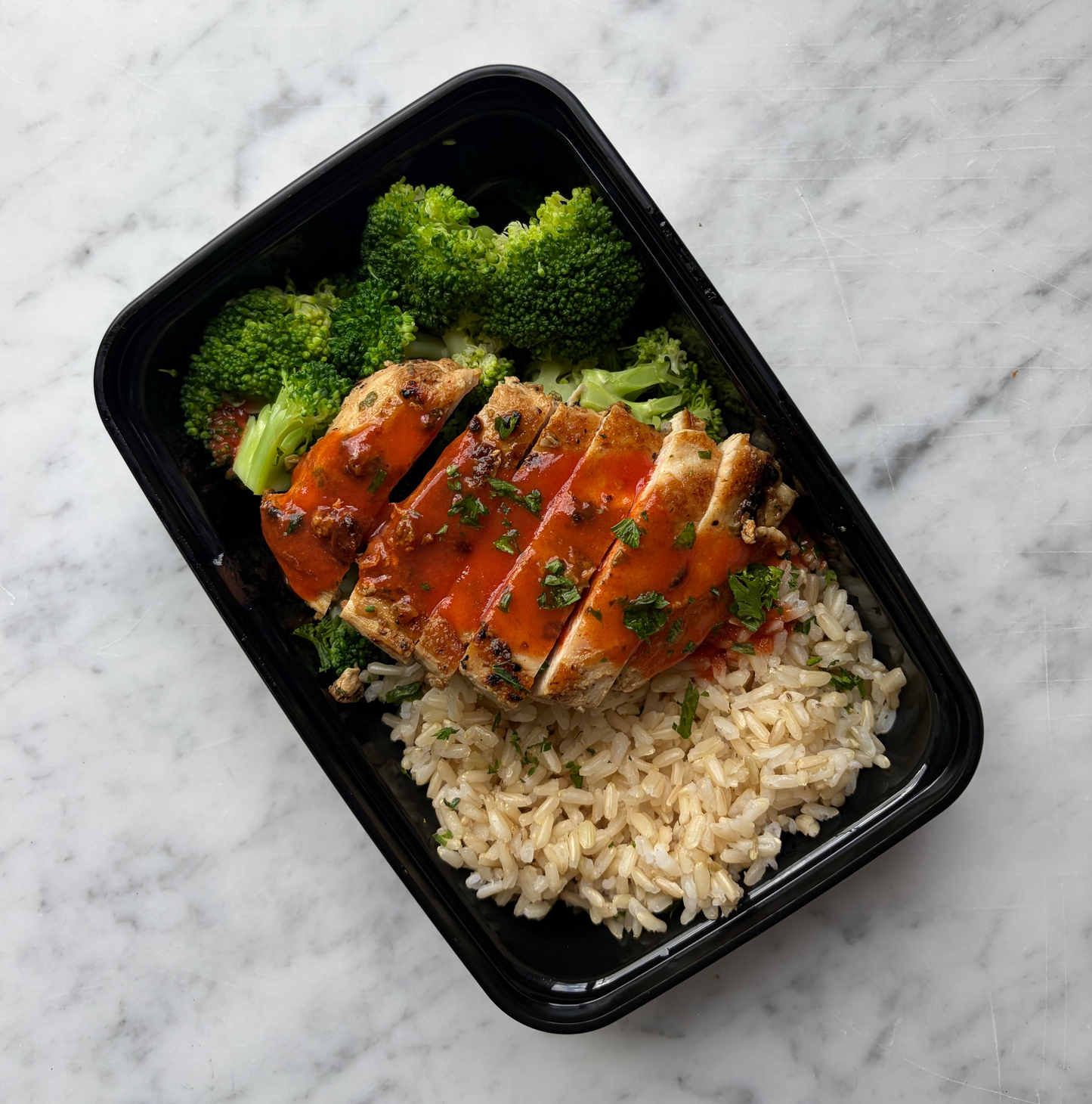 Buffalo Chicken with Brown Rice and Broccoli
