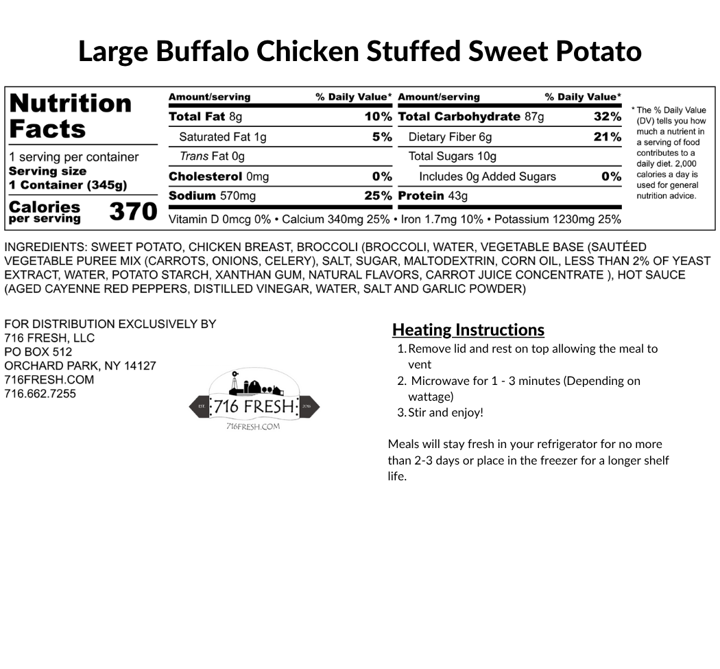 Large Buffalo Chicken Stuffed Sweet Potato, GF, DF