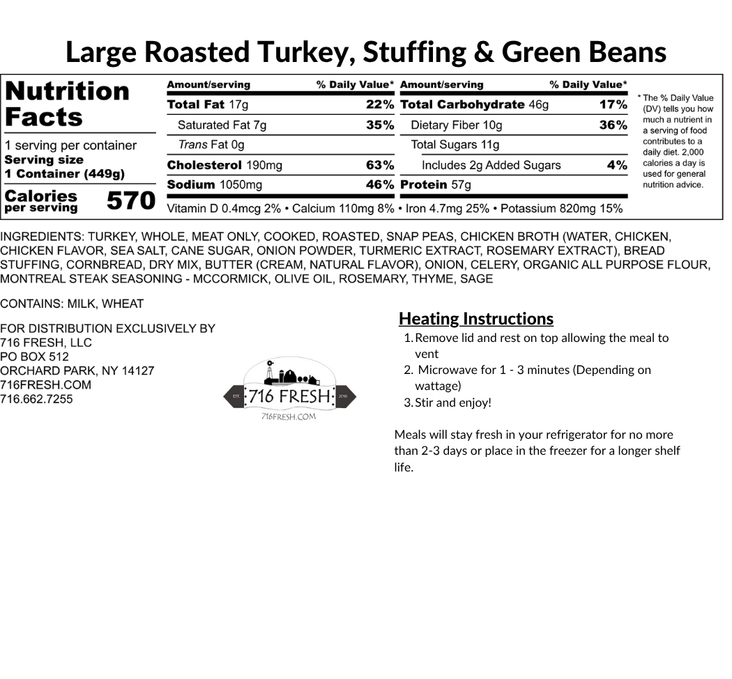 Large Roasted Turkey, Stuffing & Green Beans