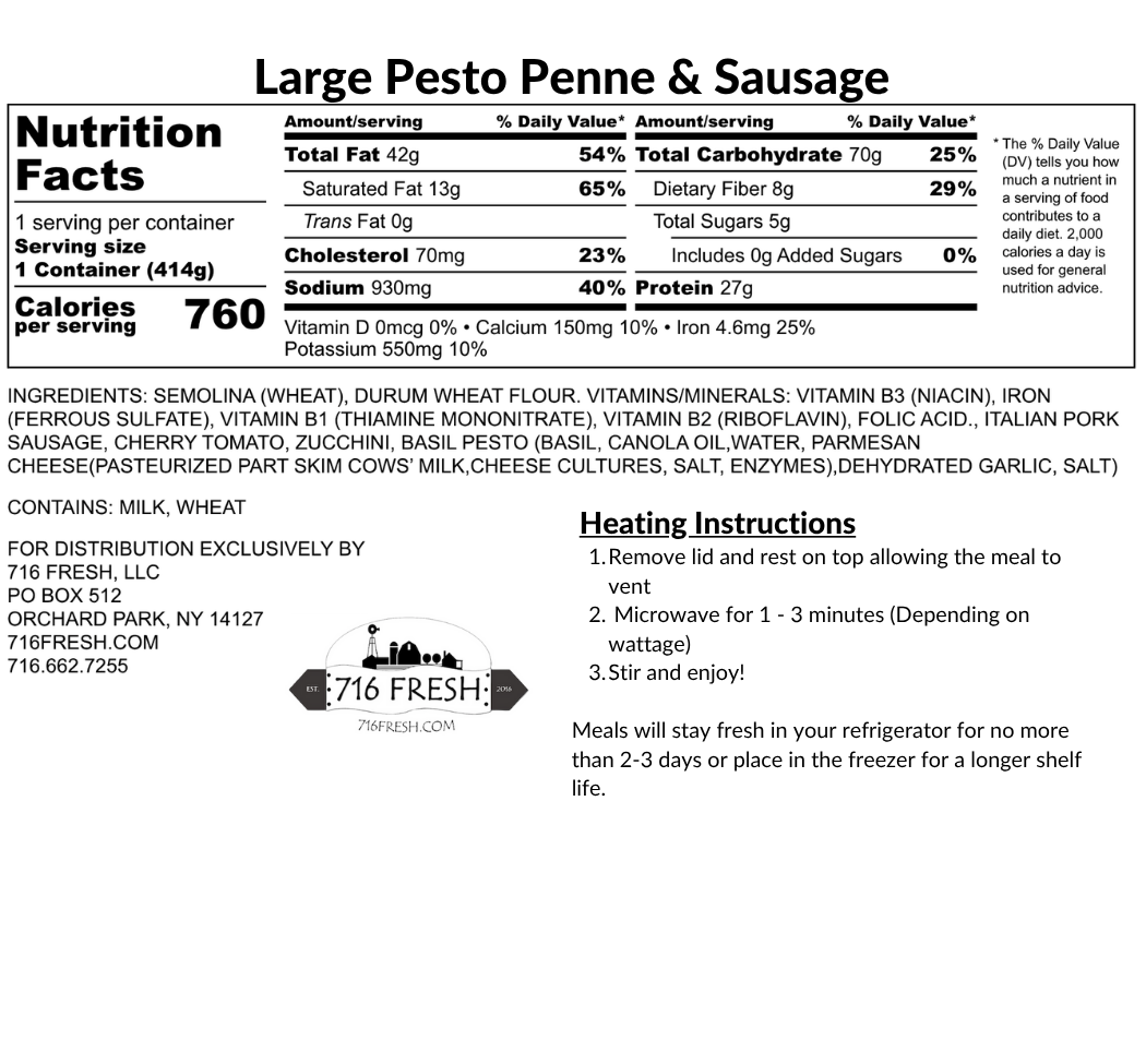 Large Pesto, Penne & Sausage