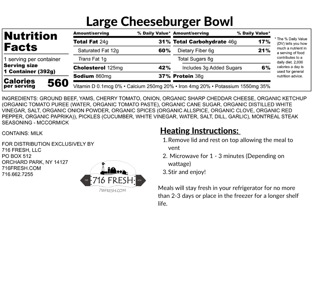 Large Cheeseburger Bowl, GF