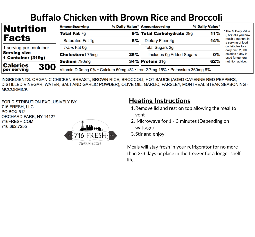 Buffalo Chicken with Brown Rice and Broccoli