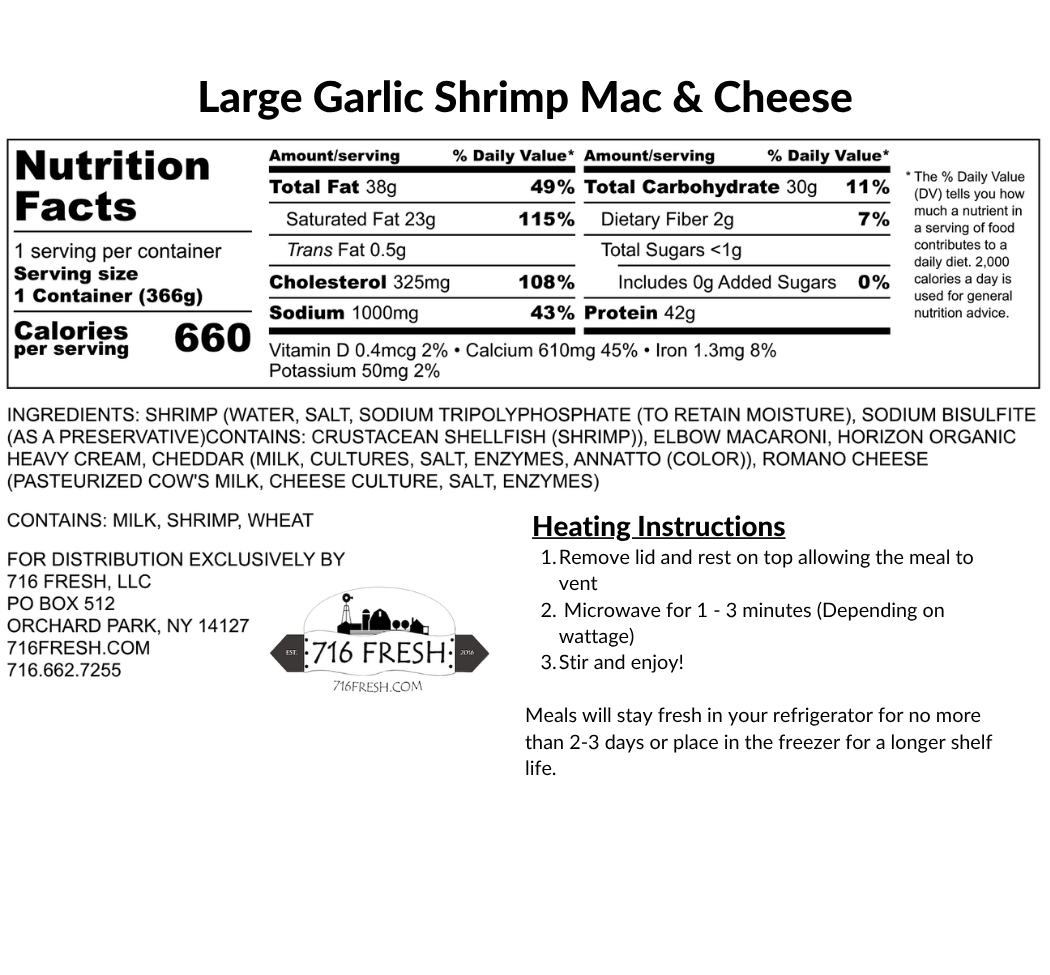 Large Garlic Shrimp Mac & Cheese
