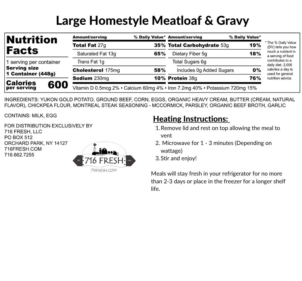Large Homestyle Meatloaf & Gravy, GF