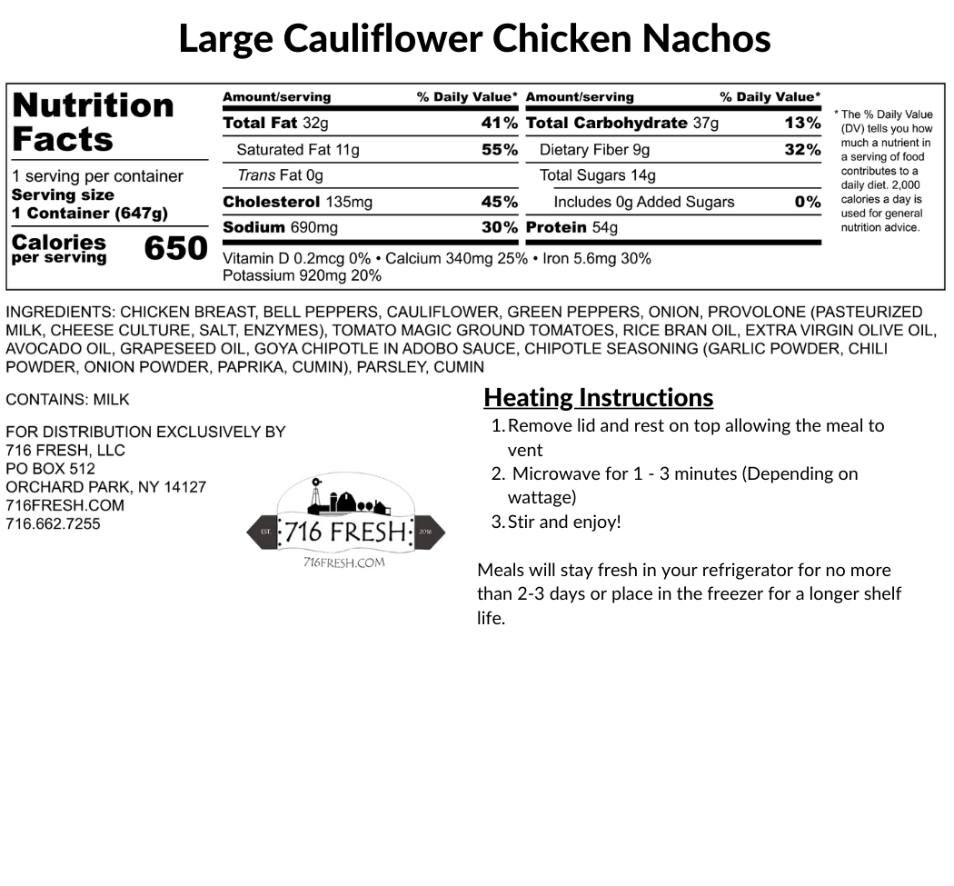 Large Cauliflower Chicken Nachos, GF